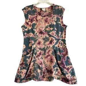 MIND SET by XCVI Dress Tie Dye Pockets Linen Artsy Lagenlook Beach Size Medium